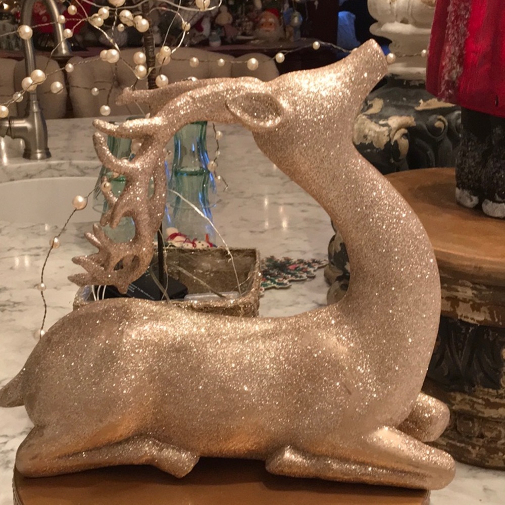 Elegant Gold Glitter Reindeer Holiday Decor